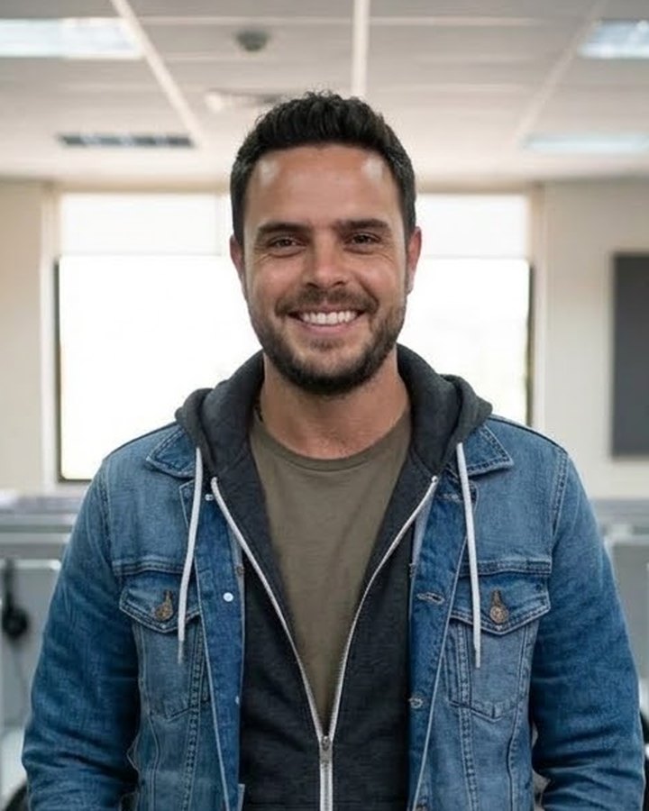 Alejandro Aguirre en un piso de call center